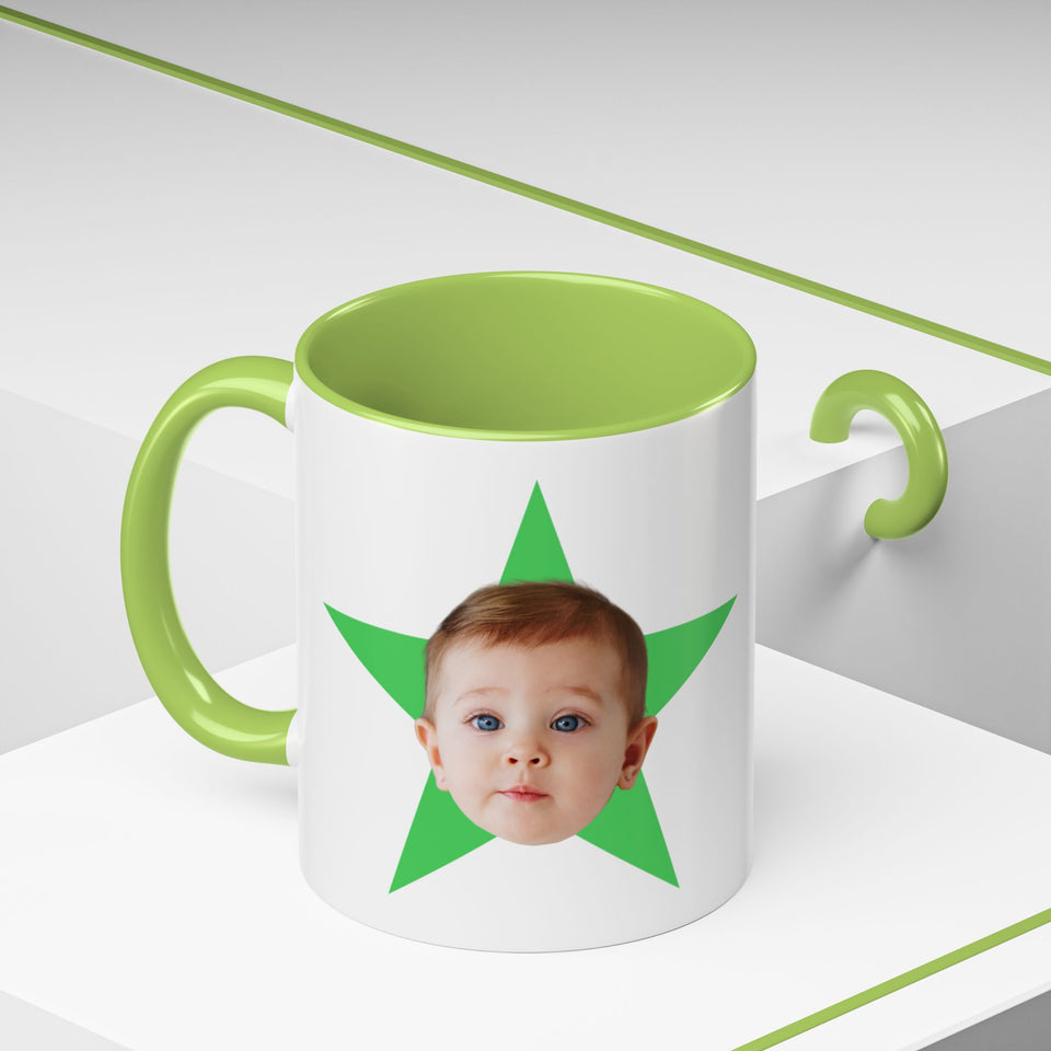 Custom Face Photo Accent Mug, Funny Gift for Dad, Mom, Grandpa, Grandma