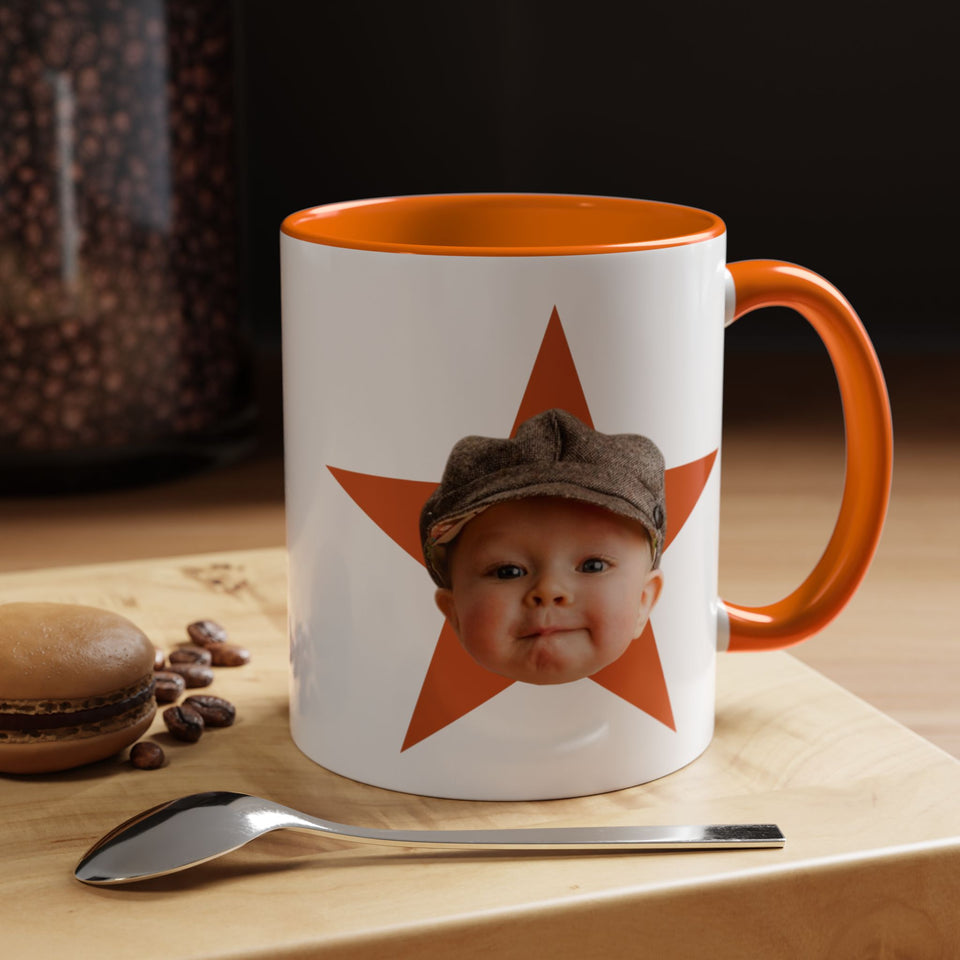 Custom Face Photo Accent Mug, Funny Gift for Dad, Mom, Grandpa, Grandma