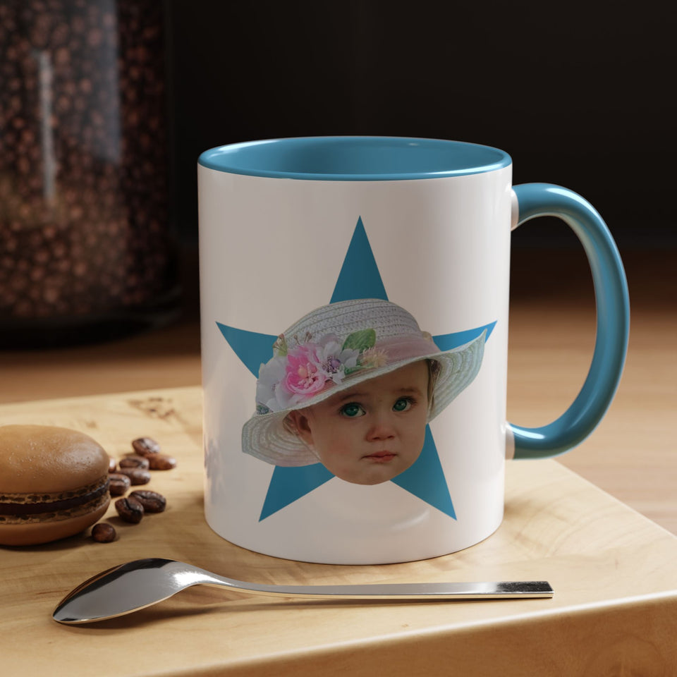 Custom Face Photo Accent Mug, Funny Gift for Dad, Mom, Grandpa, Grandma