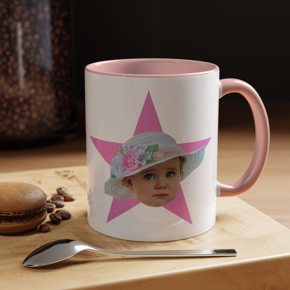 Custom Face Photo Accent Mug, Funny Gift for Dad, Mom, Grandpa, Grandma