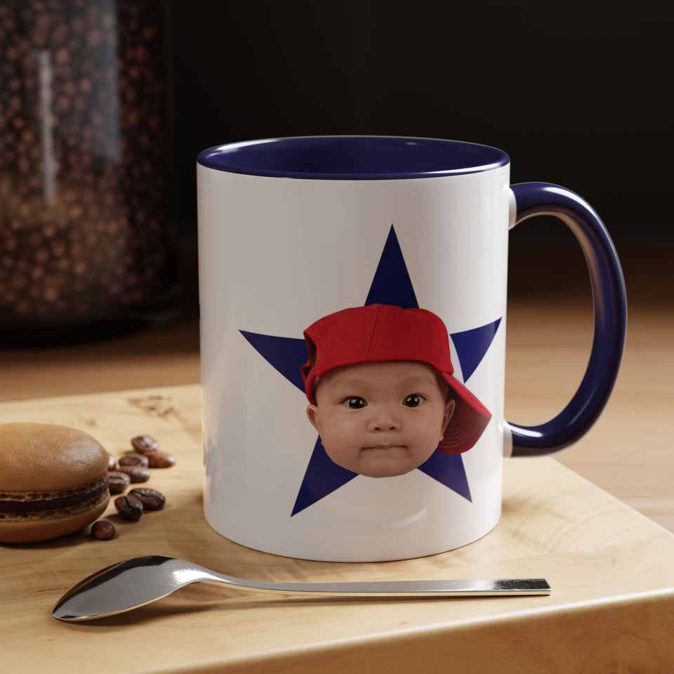 Custom Face Photo Accent Mug, Funny Gift for Dad, Mom, Grandpa, Grandma