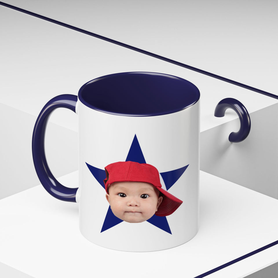 Custom Face Photo Accent Mug, Funny Gift for Dad, Mom, Grandpa, Grandma