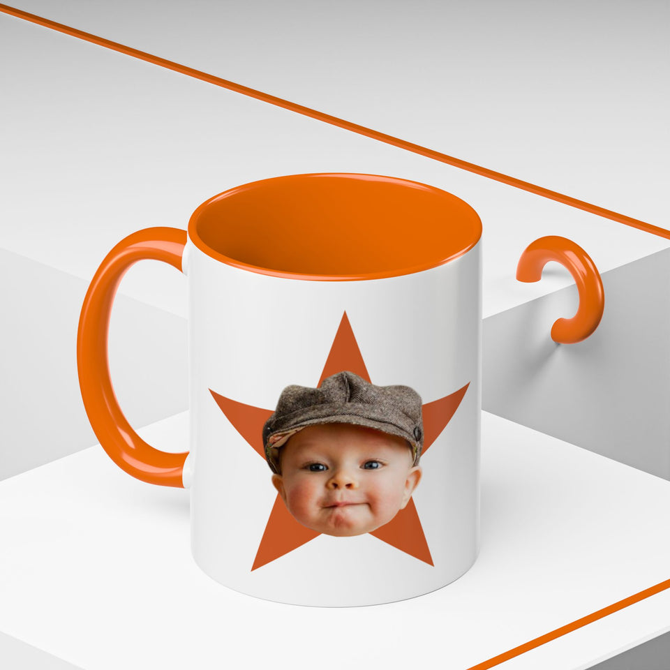 Custom Face Photo Accent Mug, Funny Gift for Dad, Mom, Grandpa, Grandma