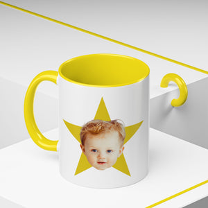 Custom Face Photo Accent Mug, Funny Gift for Dad, Mom, Grandpa, Grandma