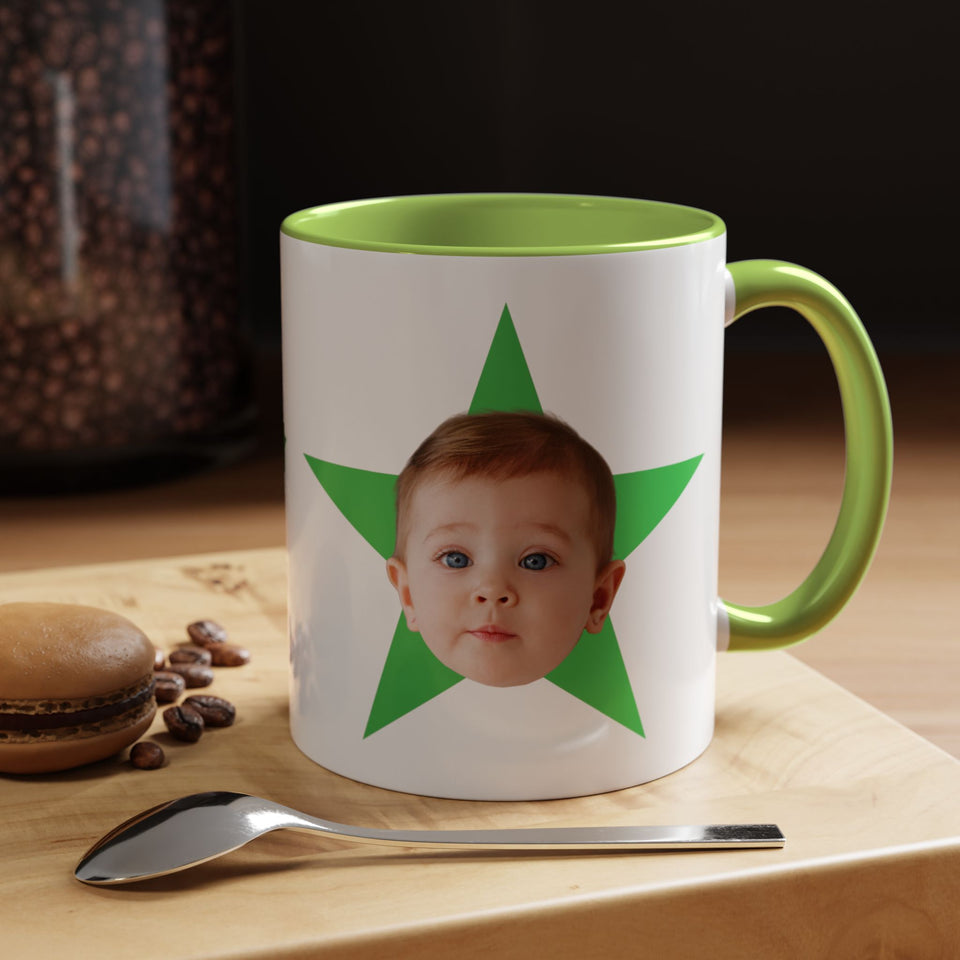 Custom Face Photo Accent Mug, Funny Gift for Dad, Mom, Grandpa, Grandma