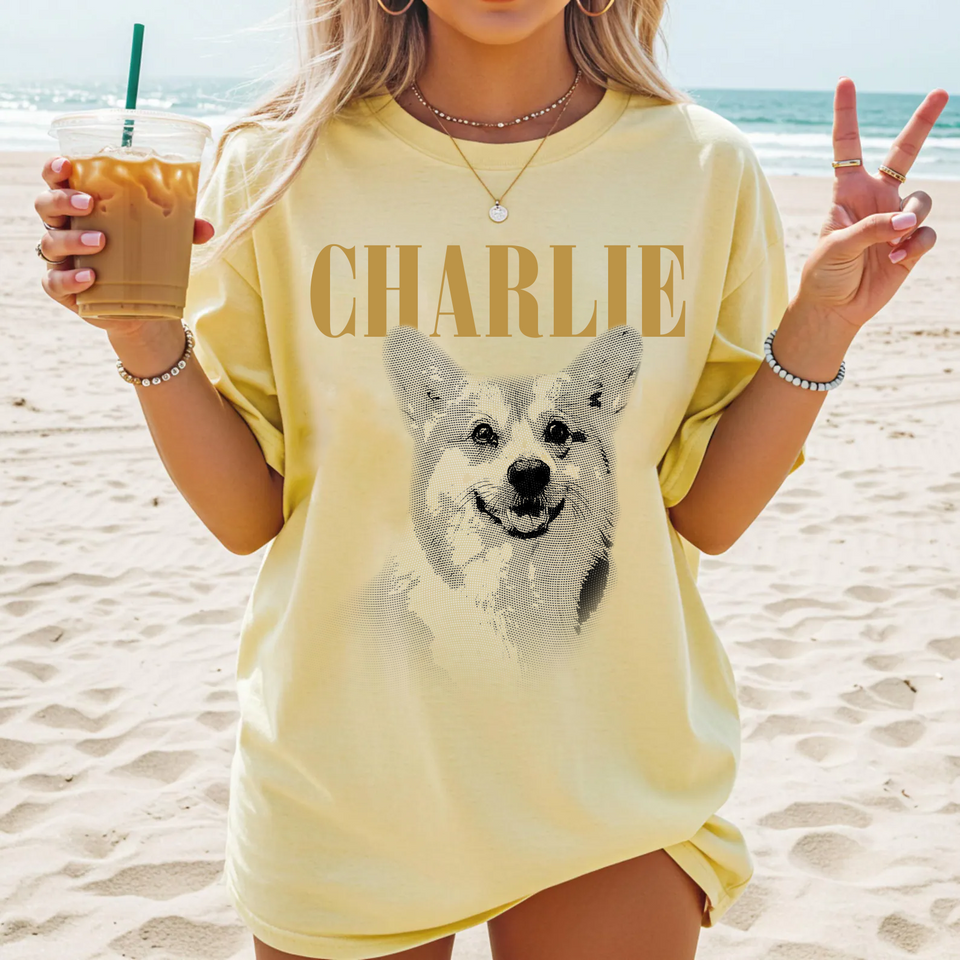 Custom Pet Photo And Name Shirt, Vintage Picture Dog Shirt, Dog Mom Gift, Pet Loss Gift