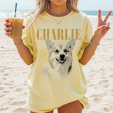 Custom Pet Photo And Name Shirt, Vintage Picture Dog Shirt, Dog Mom Gift, Pet Loss Gift