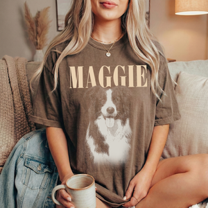 Custom Pet Photo And Name Shirt, Vintage Picture Dog Shirt, Dog Mom Gift, Pet Loss Gift