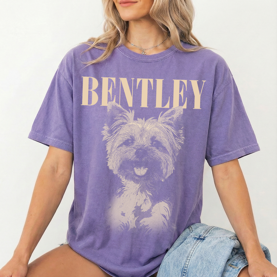 Custom Pet Photo And Name Shirt, Vintage Picture Dog Shirt, Dog Mom Gift, Pet Loss Gift