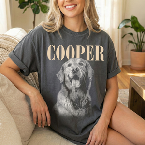 Custom Pet Photo And Name Shirt, Vintage Picture Dog Shirt, Dog Mom Gift, Pet Loss Gift