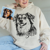 Custom Pet Photo Hoodie, Personalized Dog & Cat Portrait Hoodie, Dog Mom Gift, Pet Memorial Gift