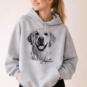 Custom Pet Photo Hoodie, Personalized Dog & Cat Portrait Hoodie, Dog Mom Gift, Pet Memorial Gift