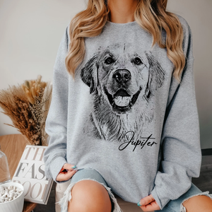 Custom Pet Photo Sweatshirt, Personalized Dog & Cat Portrait Sweatshirt, Dog Mom Gift, Pet Memorial Gift
