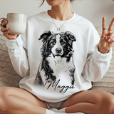 Custom Pet Photo Sweatshirt, Personalized Dog & Cat Portrait Sweatshirt, Dog Mom Gift, Pet Memorial Gift