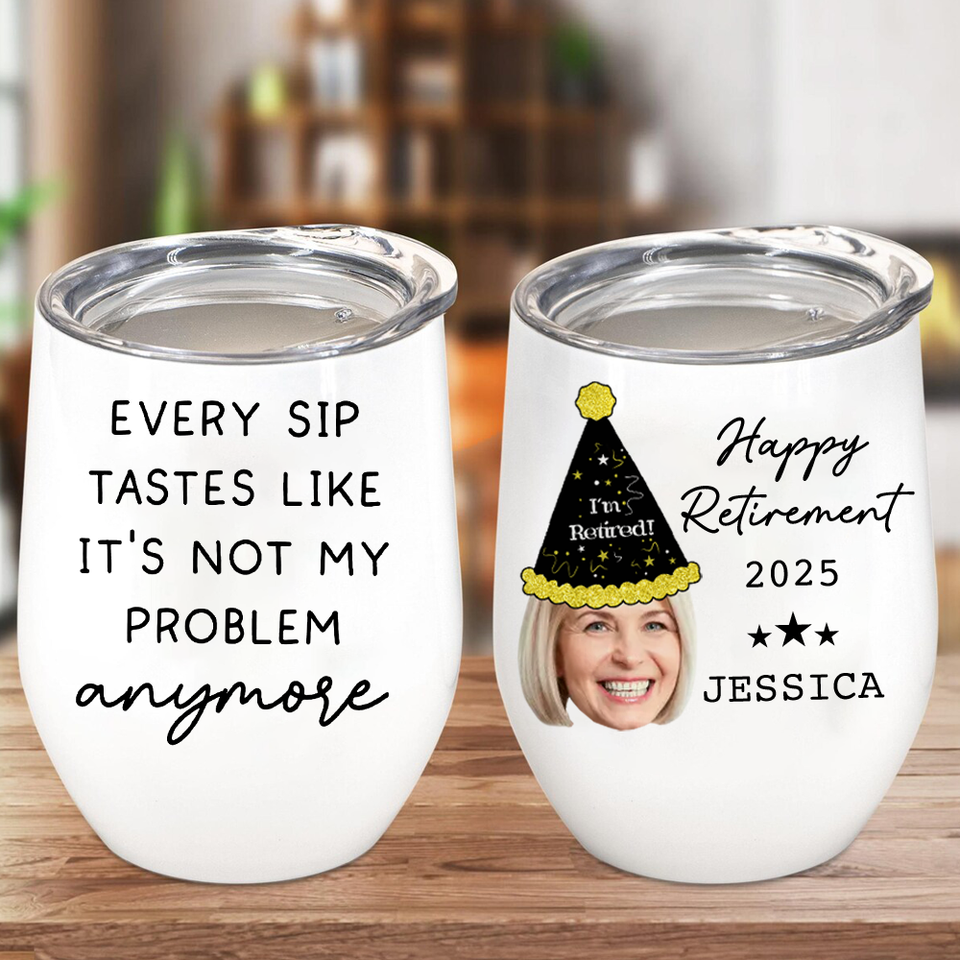 Custom Retirement Wine Tumbler, Personalized Gift for Boss or Coworker, Officially Retired Tumbler for Her