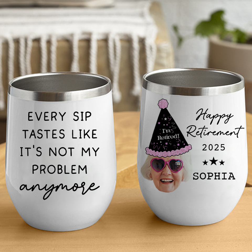 Custom Retirement Wine Tumbler, Personalized Gift for Boss or Coworker, Officially Retired Tumbler for Her