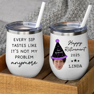 Custom Retirement Wine Tumbler, Personalized Gift for Boss or Coworker, Officially Retired Tumbler for Her