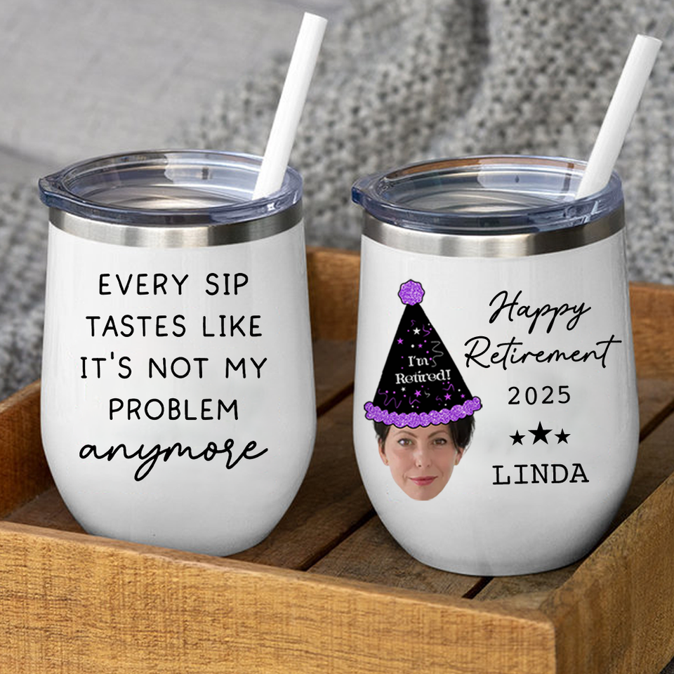 Custom Retirement Wine Tumbler, Personalized Gift for Boss or Coworker, Officially Retired Tumbler for Her