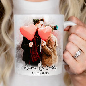 Custom Valentine Photo Coffee Mug – Couple Portrait Photo Mug – Perfect Valentine Gift for Couples