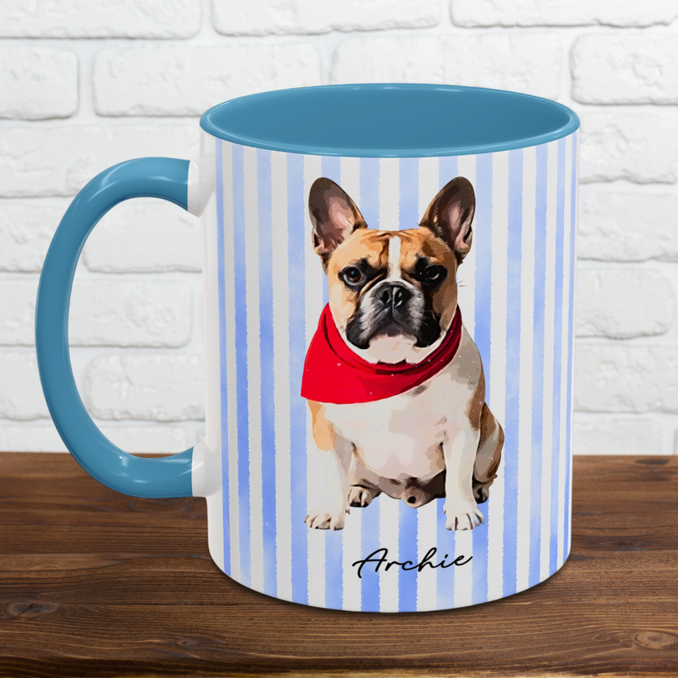Custom Watercolor Pet Portrait Accent Mug – Personalized Dog or Cat Photo Cup – Gift for Dog/Cat Moms