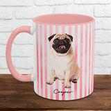 Custom Watercolor Pet Portrait Accent Mug – Personalized Dog or Cat Photo Cup – Gift for Dog/Cat Moms