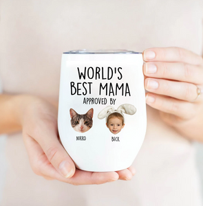 Custom World's Best Mom Wine Tumbler with Child's Photo – Baby Face Wine Tumbler for Mom – Personalized Gift for Mom
