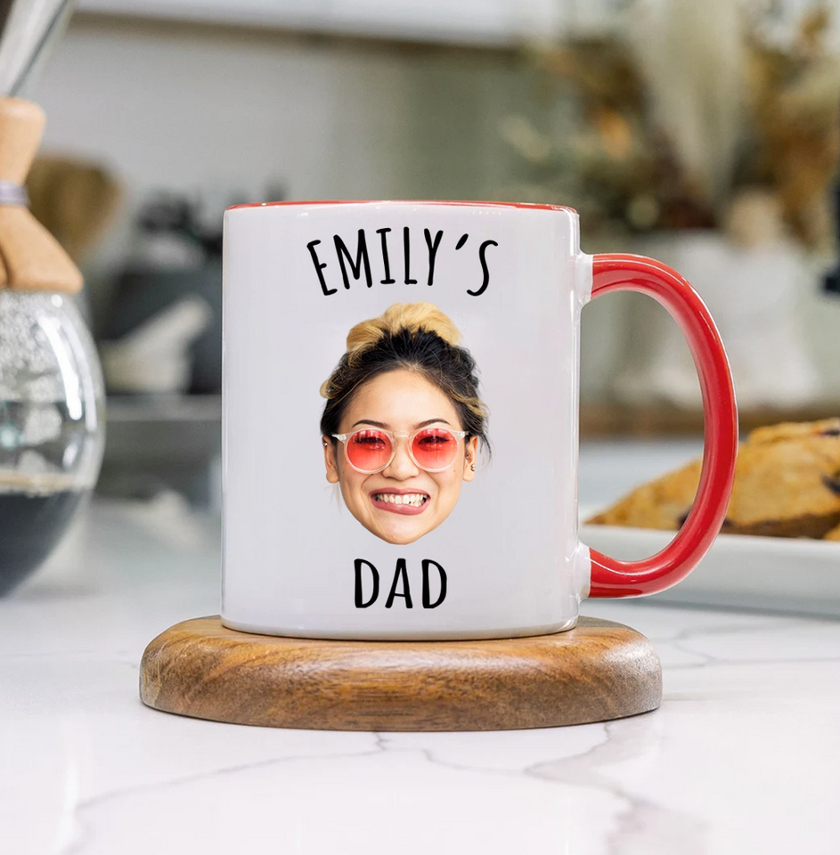 Dad and Grandpa Personalized Photo Accent Mug – Custom Funny Gift for Dad or Grandpa with Child's Photo