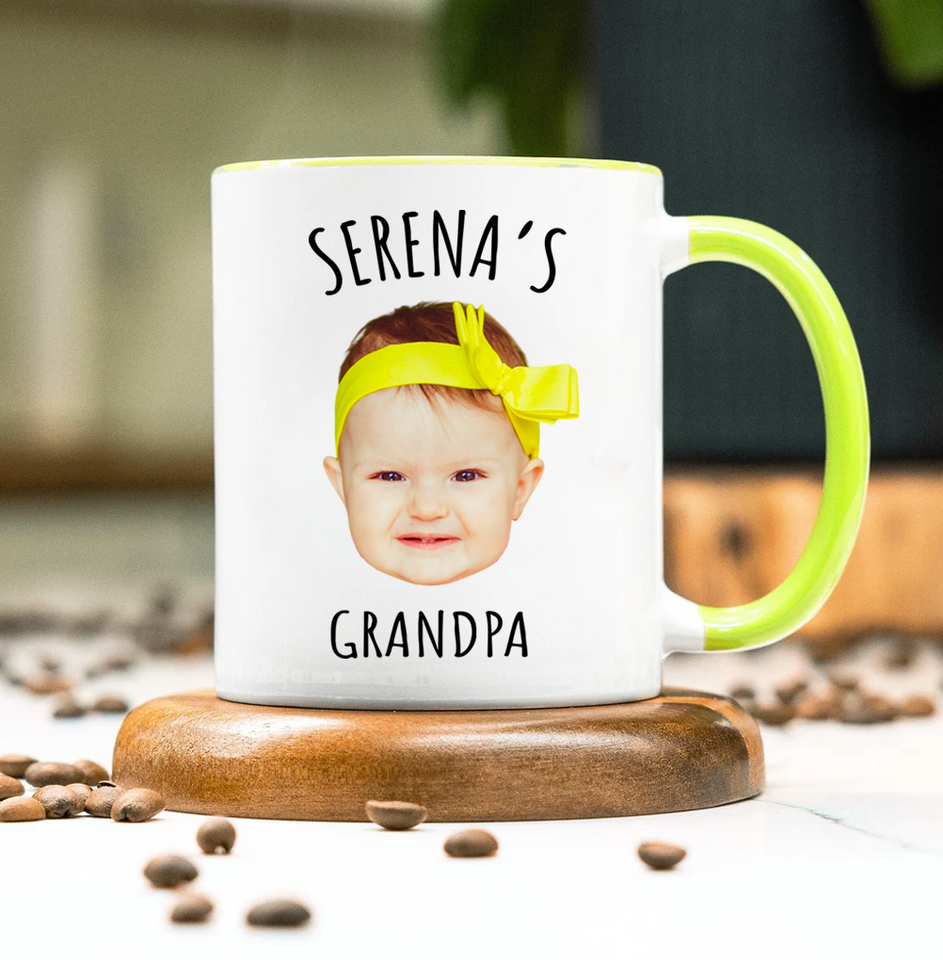 Dad and Grandpa Personalized Photo Accent Mug – Custom Funny Gift for Dad or Grandpa with Child's Photo
