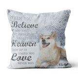 Dog Memorial Gifts, Pet Memorial Gifts, Your Dog Photo When You Believe Winter Snow Pillow