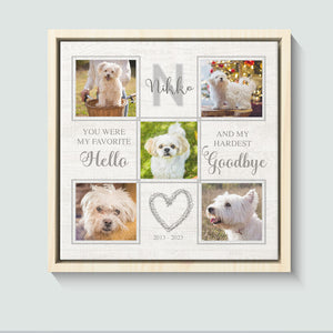 Dog Memorial Photo Collage, Pet Loss Frame Portrait, Dog Loss Photo Framed Canvas, Cat Passing Gift, Dog Condolence Gift