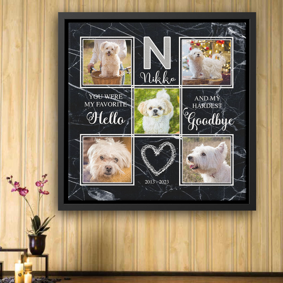 Dog Memorial Photo Collage, Pet Loss Frame Portrait, Dog Loss Photo Framed Canvas, Cat Passing Gift, Dog Condolence Gift