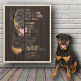 Dog Mom Dog Dad Gift, Pet Owner Gifts, Custom Dog Portrait Canvas, I Am Your Rottweiler Wrapped Framed Canvas