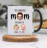 Funny Accent Mug for Mom, Custom This Mom Belongs To with Child’s Photo & Name – Unique Mother’s Day Gift