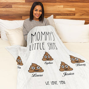 Funny Mom Gift, Birthday Gift For Mom, Christmas Gift For Mom, Personalized Mommy's Little Shits Blanket