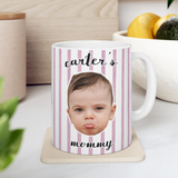 Funny Mom Stripe Mug, Personalized Coffee Mug with Custom Photo, Mother’s Day Gift, New Mom Gift