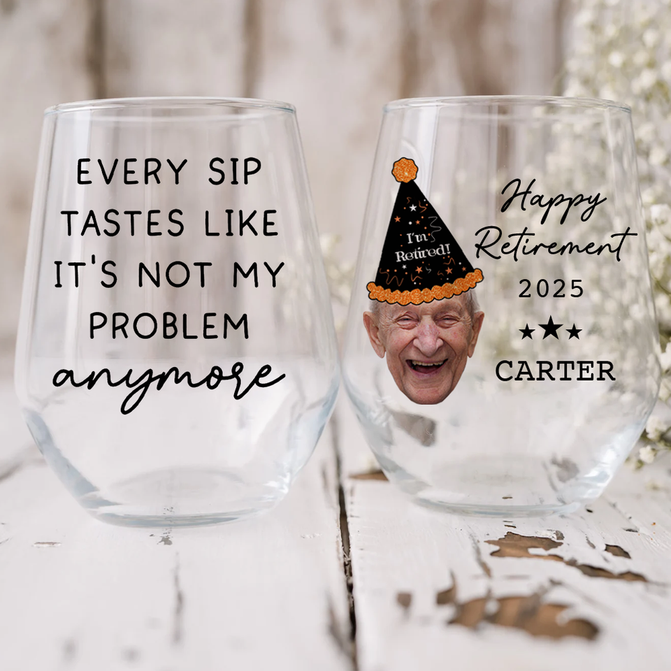 Personalized Retirement Wine Glass, Custom Gift for Boss or Coworker, Officially Retired Glass for Her