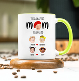 Funny Accent Mug for Mom, Custom This Mom Belongs To with Child’s Photo & Name – Unique Mother’s Day Gift