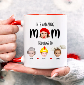 Funny Accent Mug for Mom, Custom This Mom Belongs To with Child’s Photo & Name – Unique Mother’s Day Gift