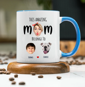 Funny Accent Mug for Mom, Custom This Mom Belongs To with Child’s Photo & Name – Unique Mother’s Day Gift