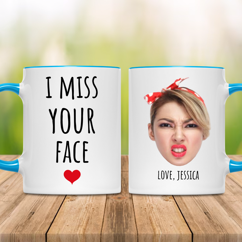 Funny Best Friend Accent Mug – Custom I Miss Your Face Bestie Mug – Thoughtful Birthday or Just Because Present