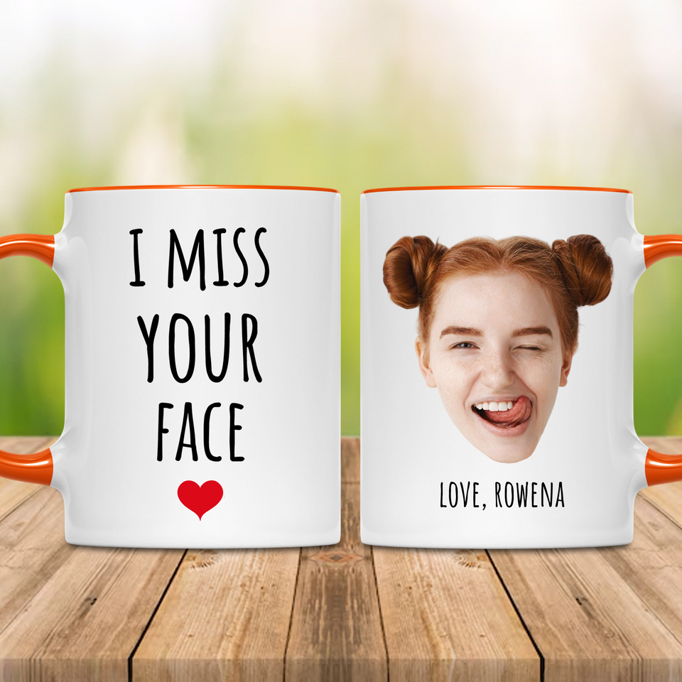 Funny Best Friend Accent Mug – Custom I Miss Your Face Bestie Mug – Thoughtful Birthday or Just Because Present