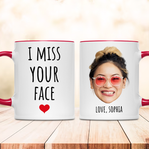 Funny Best Friend Accent Mug – Custom I Miss Your Face Bestie Mug – Thoughtful Birthday or Just Because Present