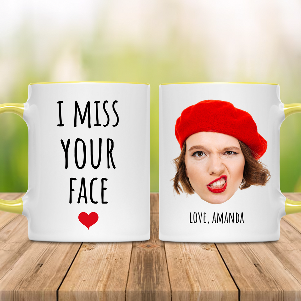 Funny Best Friend Accent Mug – Custom I Miss Your Face Bestie Mug – Thoughtful Birthday or Just Because Present
