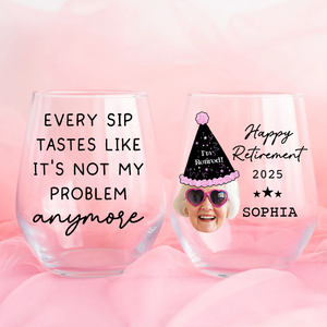 Personalized Retirement Wine Glass, Custom Gift for Boss or Coworker, Officially Retired Glass for Her