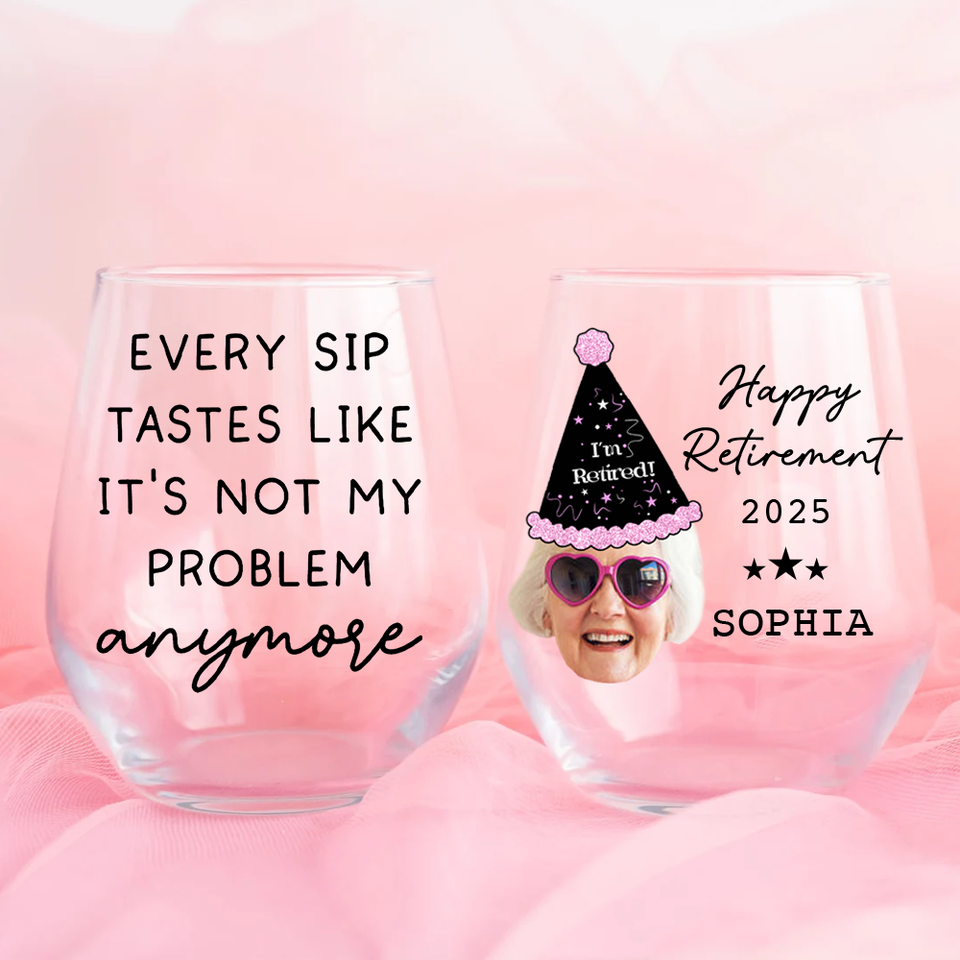 Personalized Retirement Wine Glass, Custom Gift for Boss or Coworker, Officially Retired Glass for Her