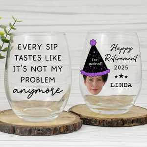 Personalized Retirement Wine Glass, Custom Gift for Boss or Coworker, Officially Retired Glass for Her