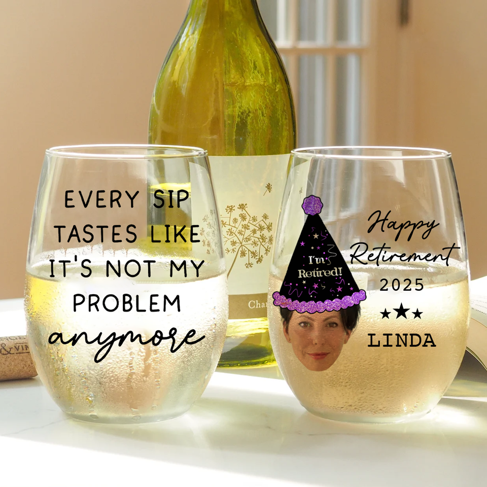 Personalized Retirement Wine Glass, Custom Gift for Boss or Coworker, Officially Retired Glass for Her