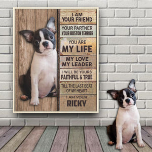 Gift for Boston Terrier Dog Owners Dog Mom Dad Lovers Gifts Upload Any Your Dog Photo on Canvas