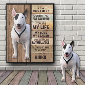 Gift for Bull Terrier Dog Owners Dog Mom Dad Lovers Gifts Upload Any Your Dog Photo on Canvas