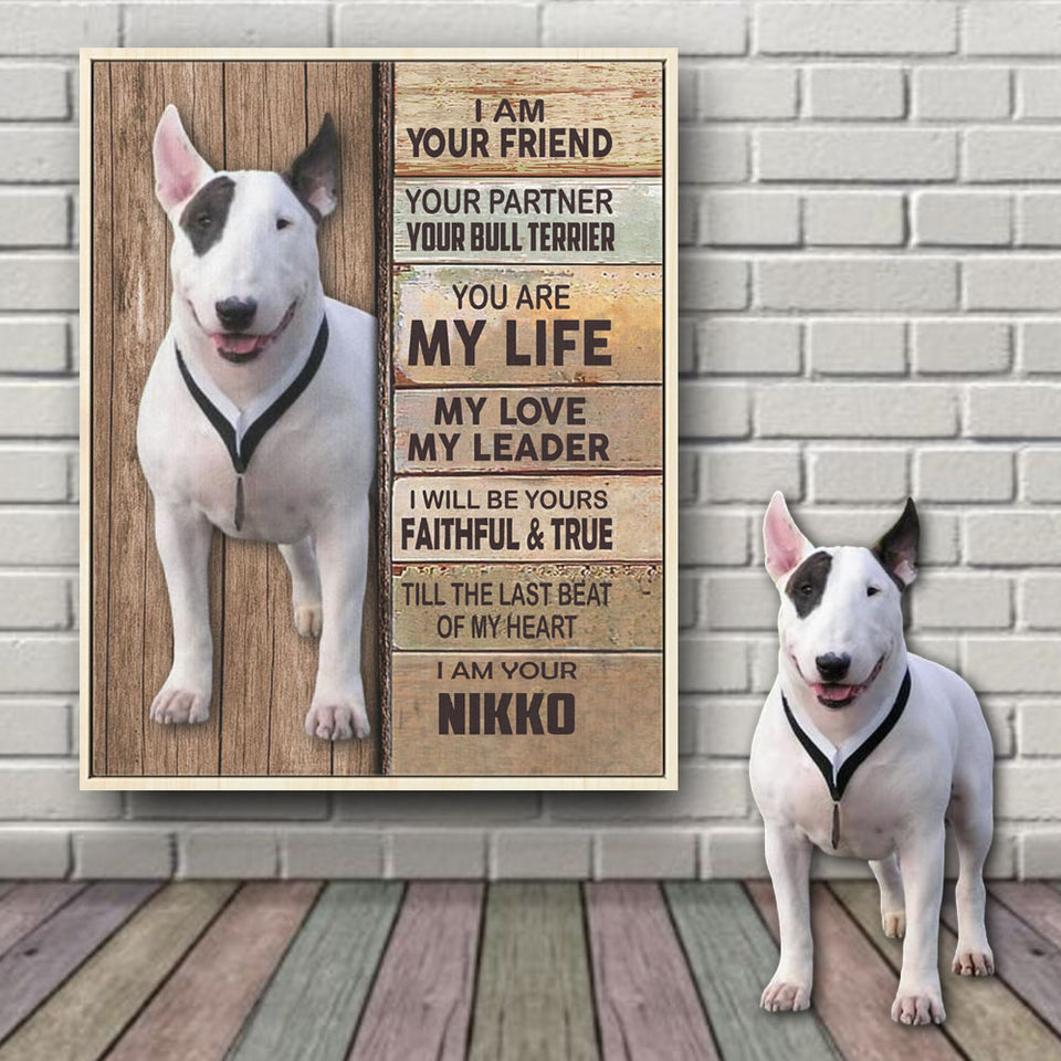 Gift for Bull Terrier Dog Owners Dog Mom Dad Lovers Gifts Upload Any Your Dog Photo on Canvas